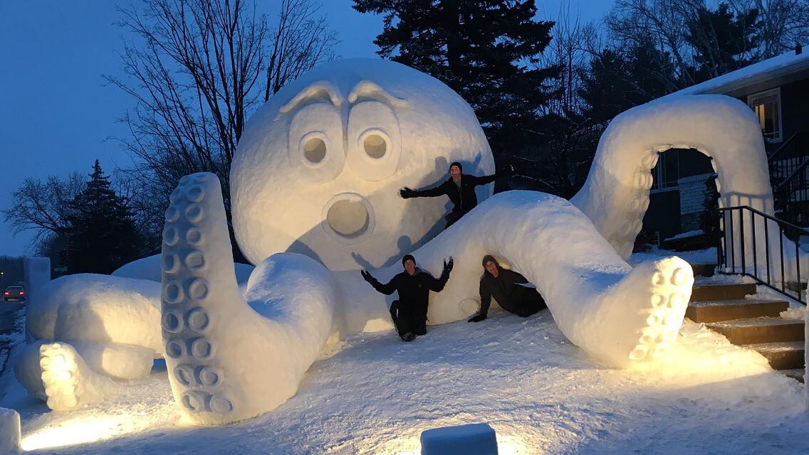 octopus snow sculpture